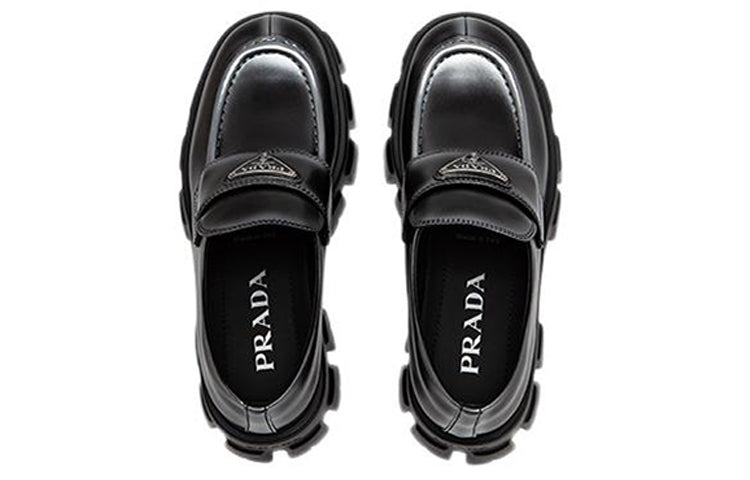 (WMNS) PRADA Monolith Brushed Leather Loafers 'White Spray Black' 1D649M_3LMH_F0I89_F_B055