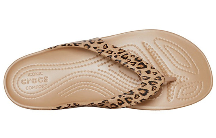 (WMNS) Crocs Kadee ll Leopard Print Flip-Flops Brown 206398-98R