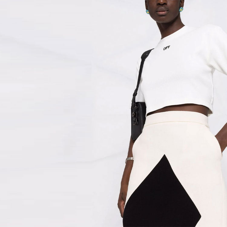 (WMNS) Off-White Off-stamp Cropped T-shirt 'White' OWAA081C99JER0010110