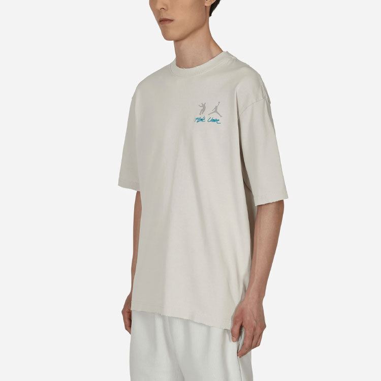 Air Jordan x Union Crossover Solid Color Breathable Logo Round Neck Short Sleeve US Edition Gray DM2843-025