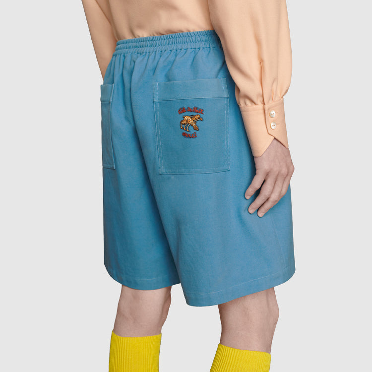 Men's Gucci SS21 Animal Canvas Blue Green Shorts 659825-ZAGP5-4371