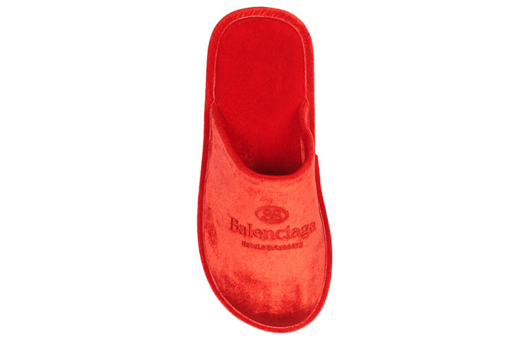 Balenciaga Home Embroidered Velvet Red Slippers 617603W2BS16501