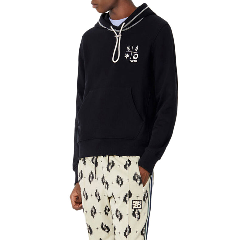 KENZO Printing Pattern Drawstring Hoodie 'Black White' FA55SW3644ME-99