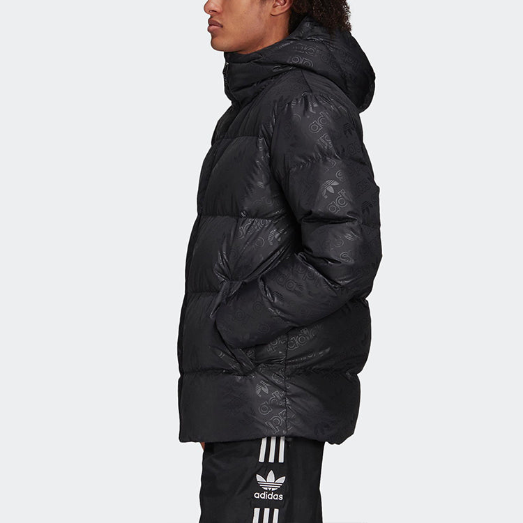 adidas originals H Jacket Down Full Print Reversible Stay Warm hooded down Jacket Black ED5839