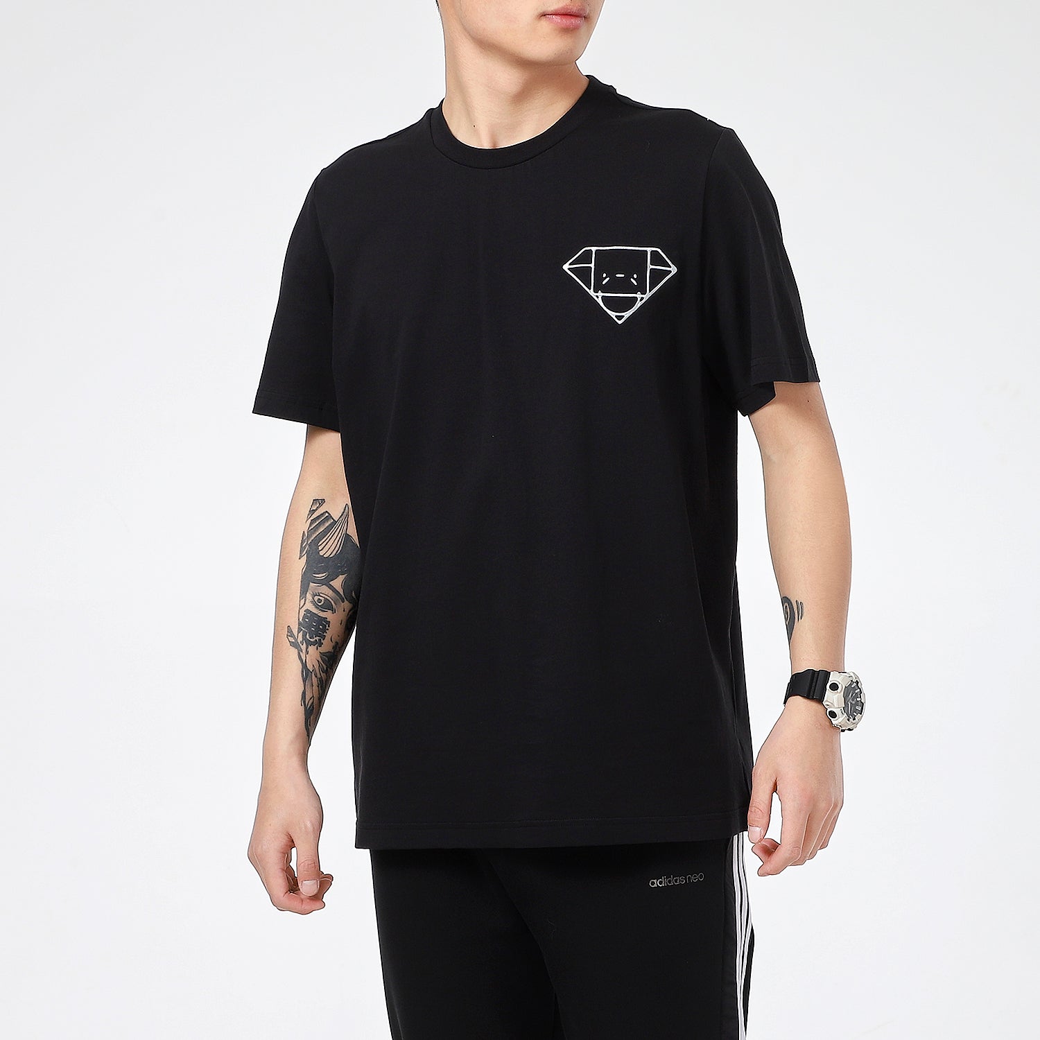 adidas Diamond Tee Short-sleeved Breathable Running Men's Black GN5114