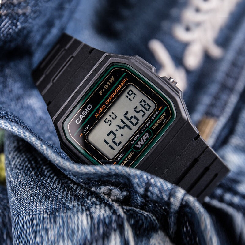 CASIO Waterproof Unisex Mens Black Digital F-91W-3