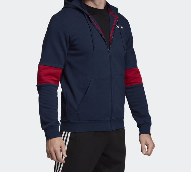 adidas Contrasting Colors Sleeve Training hooded Zipper Cardigan Blue FJ6279