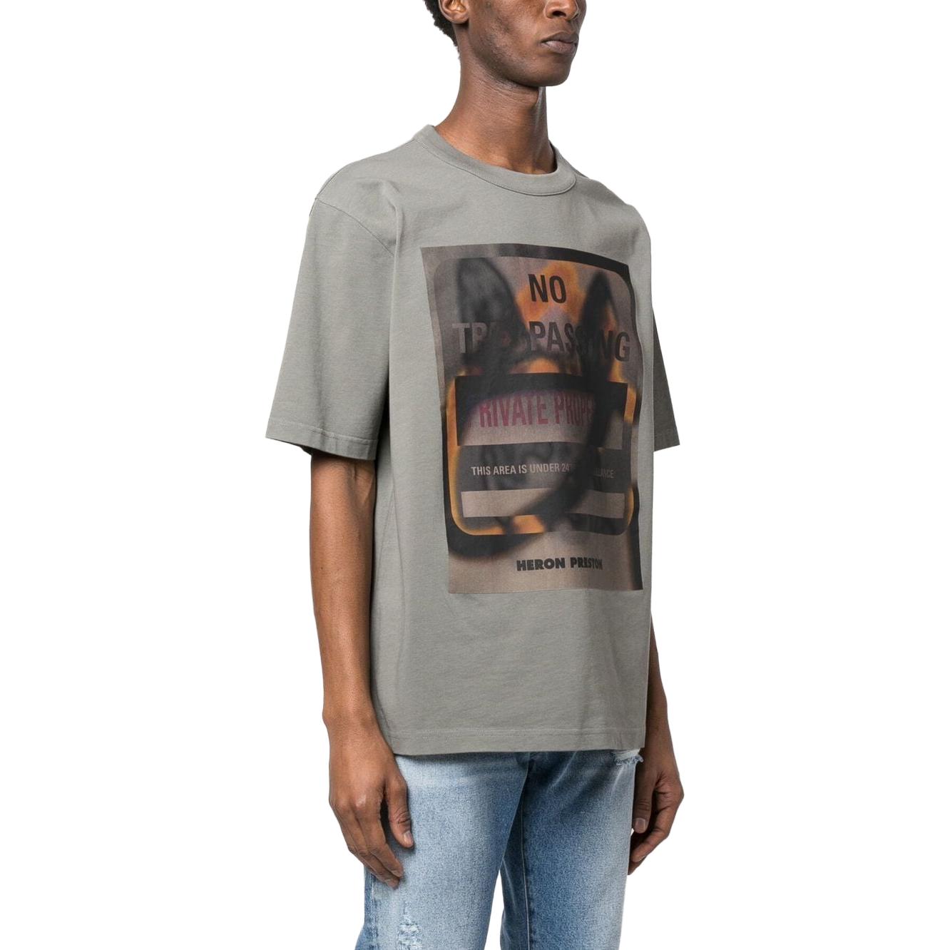 HERON PRESTON SS23 Private Property T-shirt 'Grey Orange' HMAA032S23JER0120920