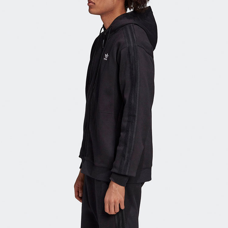 adidas originals Casual Sports Knit Hooded Jacket Black FM3700