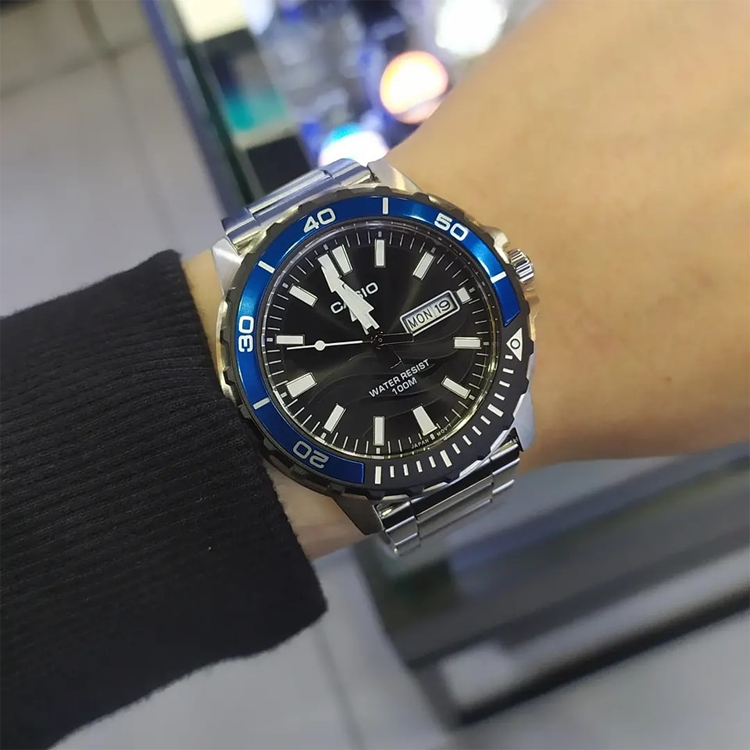CASIO Analog 'Silver Blue' MTD-125D-1A2VDF