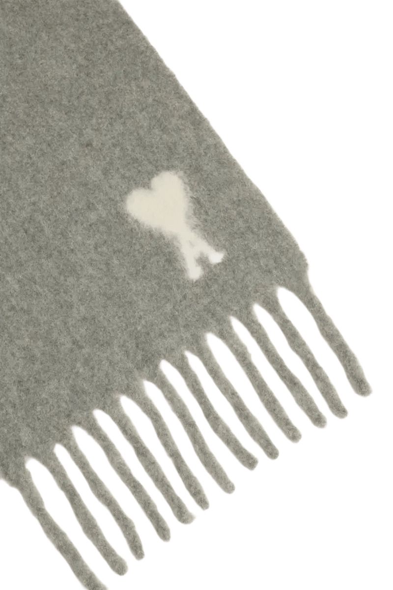 AMI PARIS FW25 De Coeur Alpaca Oversized Muffler 'Grey White' USF673-AW0004-050