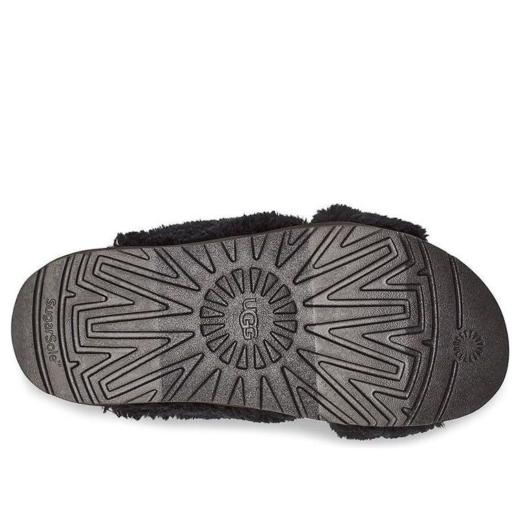 (WMNS) UGG Fuzz Sugar Cross Slide 'Black' 1120860-BLK