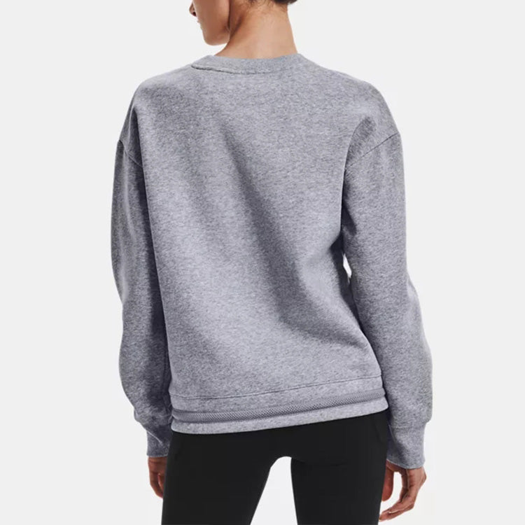 (WMNS) Under Armour Rival Mesh Fleece-Lined Pullover Sweatshirt 'Grey' 1365847-035