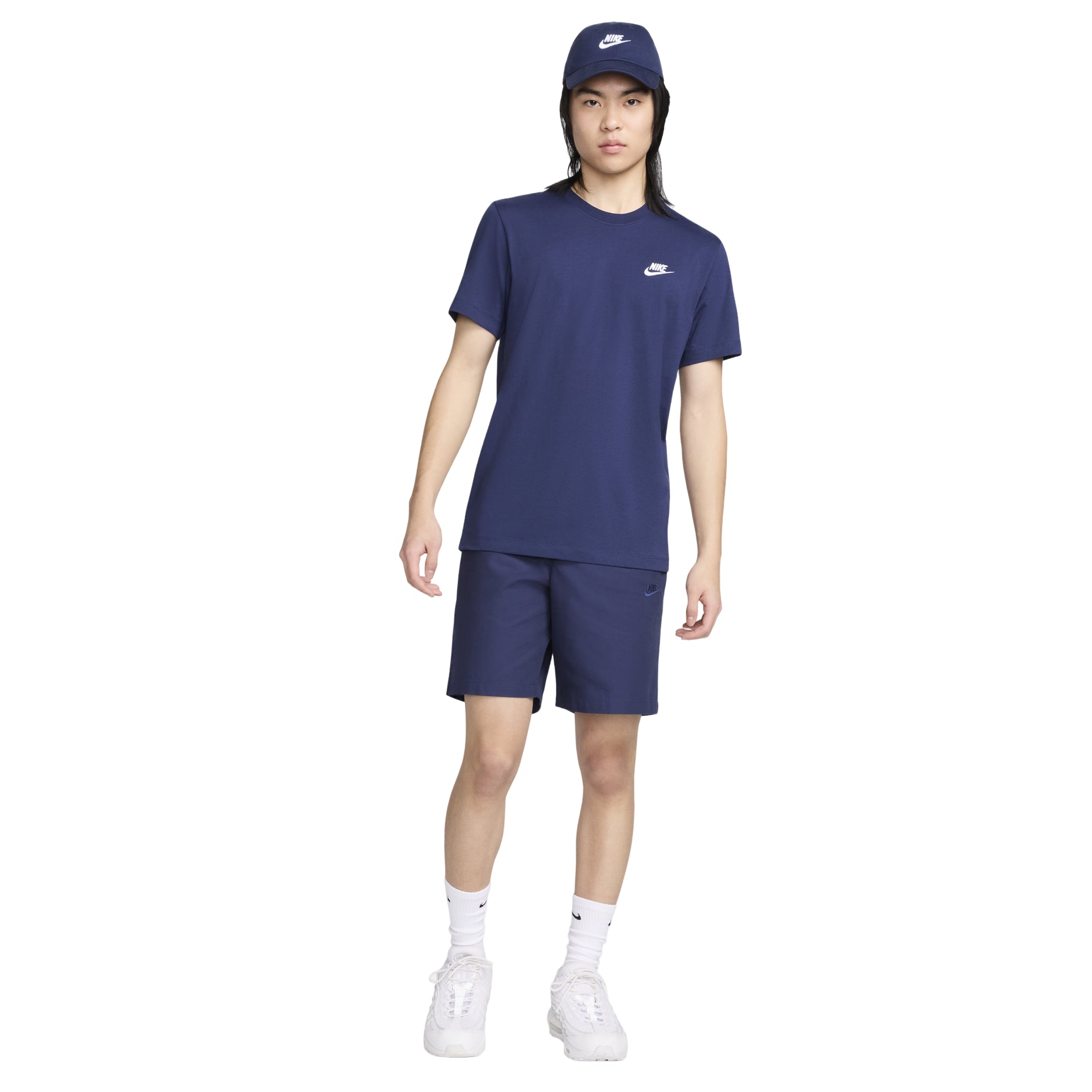Men's Nike Embroidered Small Round Neck Short Sleeve Deep Navy Blue T-Shirt AR4999-410