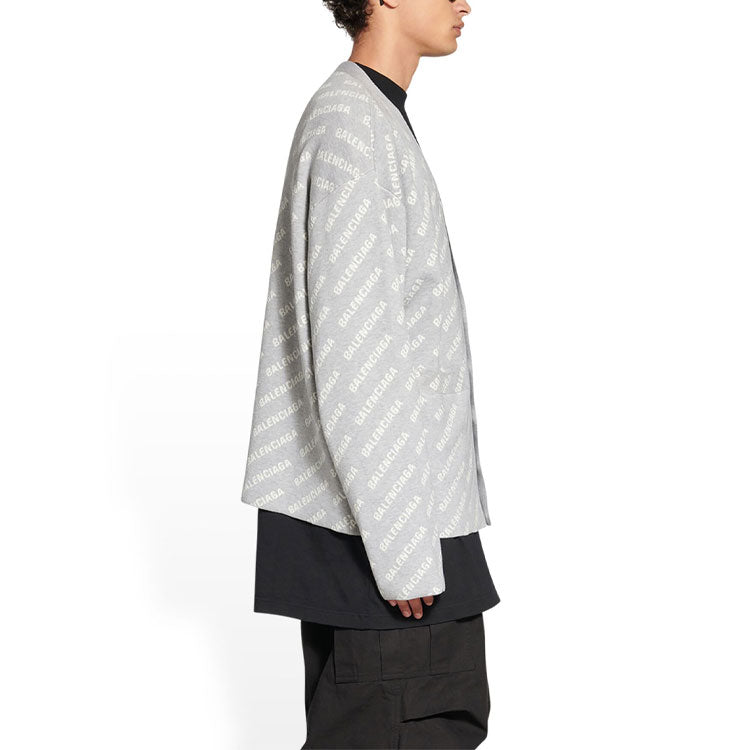 Balenciaga Mini Allover Logo Cardigan 'Light Grey White' 699822T32331461