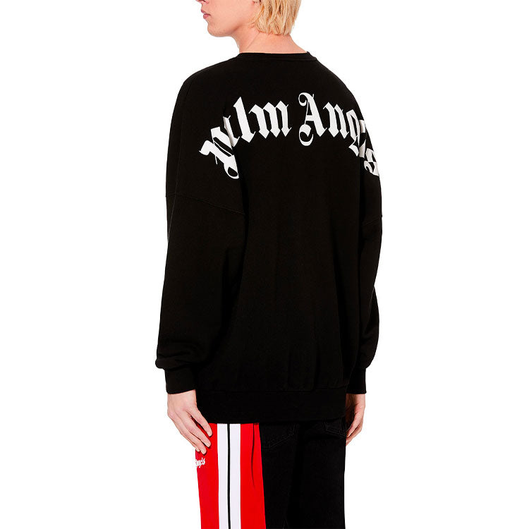 Men's PALM ANGELS Logo Over Sweatshirt Logo Pullover Black PMBA021E194410021001