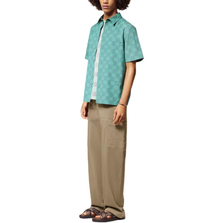 LOUIS VUITTON Printed Cotton Shirt 'Teal' 1AFQXX