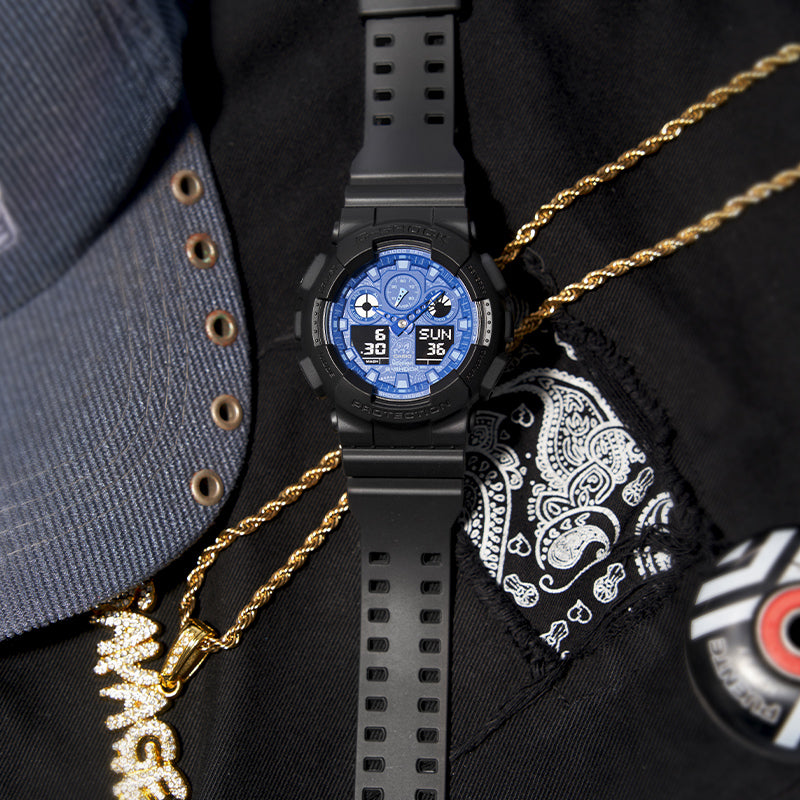 CASIO G-Shock Analog-Digital 'Black Blue' GA-100BP-1APR