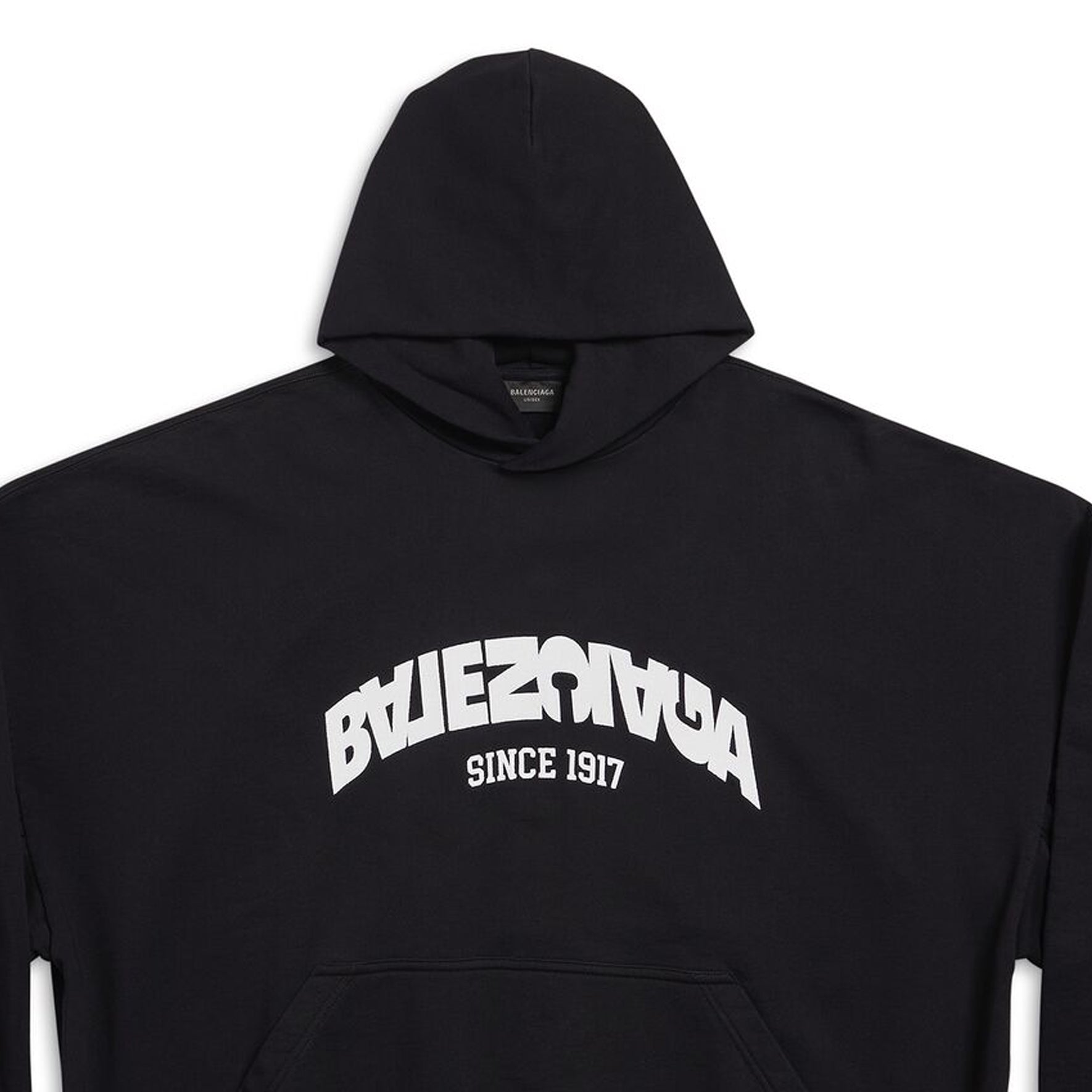 Balenciaga Back Flip Round Hoodie Oversized 'Black White' 761458TPVG11070