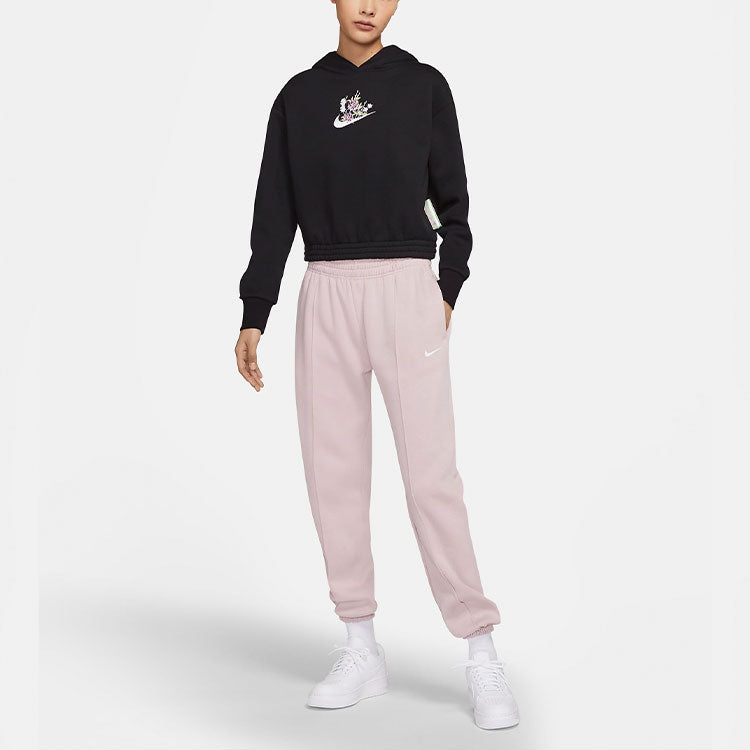 (WMNS) Nike Fleece Graphic Hoodie 'Black' DH1375-010