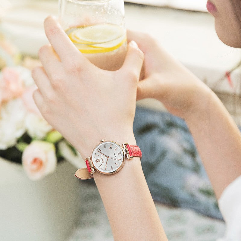 CASIO Waterproof SHEEN Quartz Sapphire Crystal Red Analog SHE-4053CGL-7AU