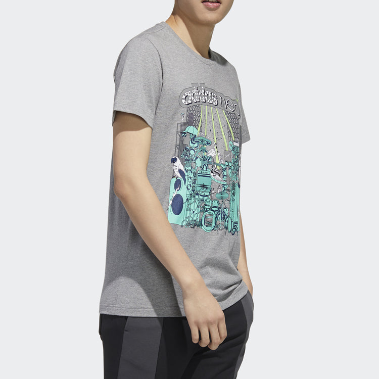 adidas neo M FAVES TEE Sports Short Sleeve Basic Gray FP7297