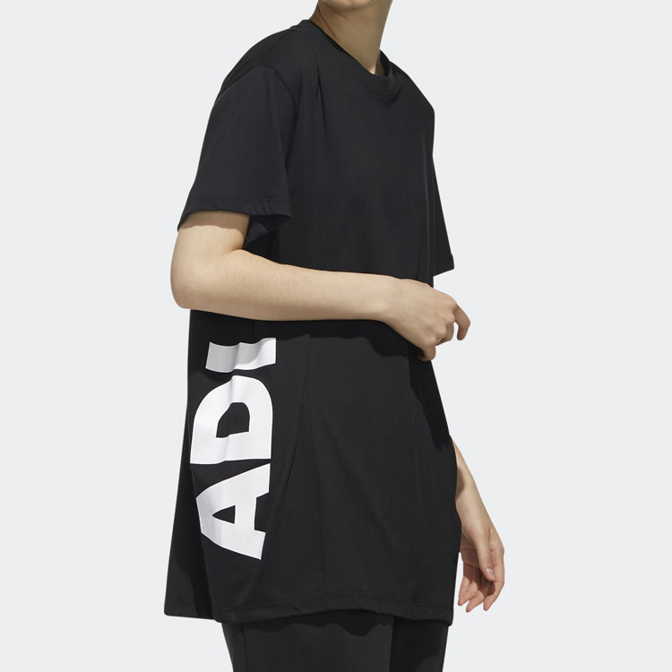 (WMNS) adidas Side Large Alphabet Printing Short Sleeve Black DV0752