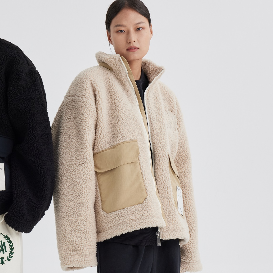 Mitchell & Ness Branded Sherpa Fleece Jacket 'Off White' MNGMAWTOWJ022-OFW