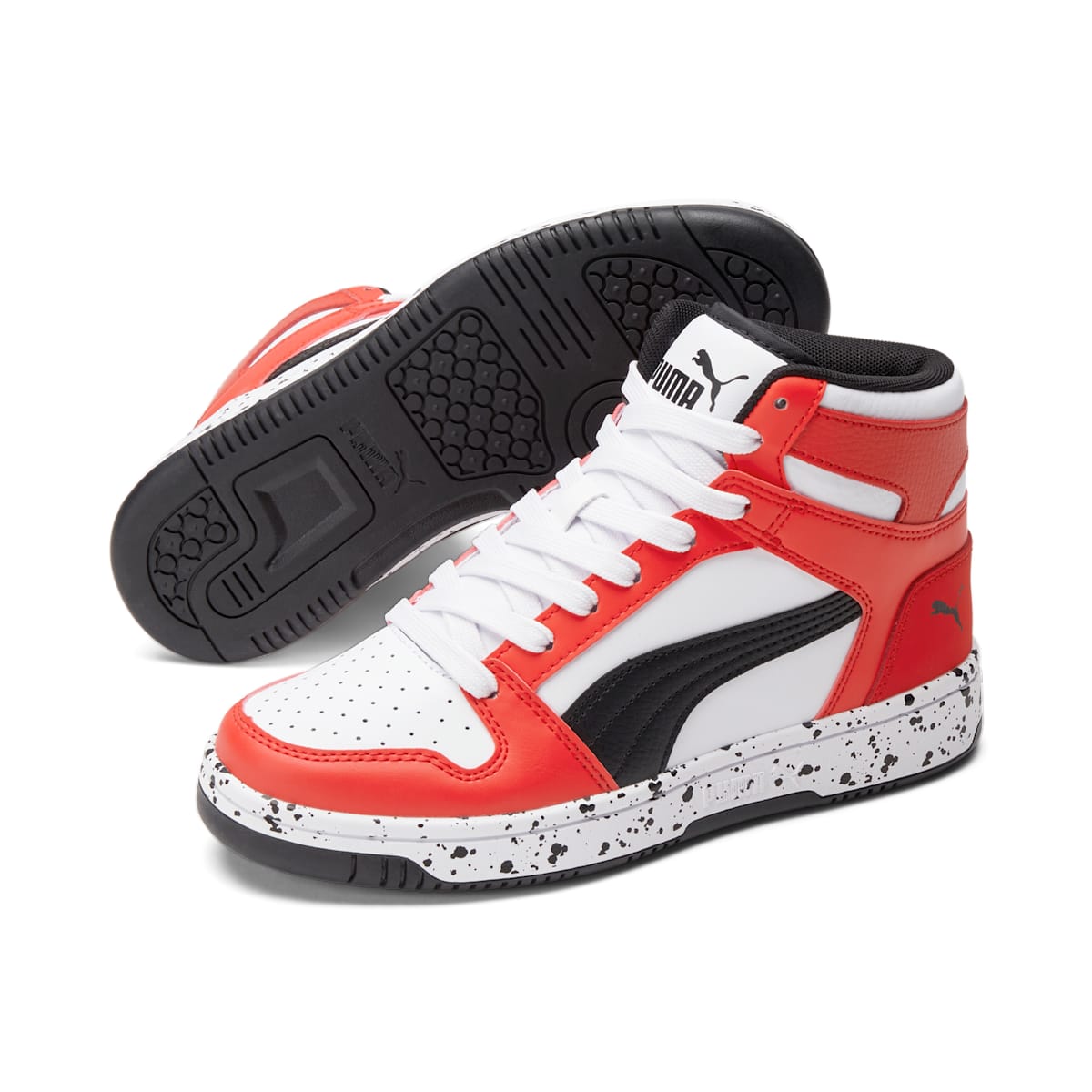(GS) PUMA Rebound LayUp Speckle 'White High Risk Red' 386924-01