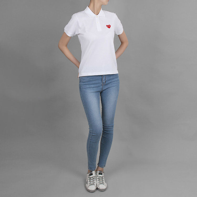 (WMNS) COMME des GARCONS PLAY Polo Red Emblem 'White' AZ-T005-051-5