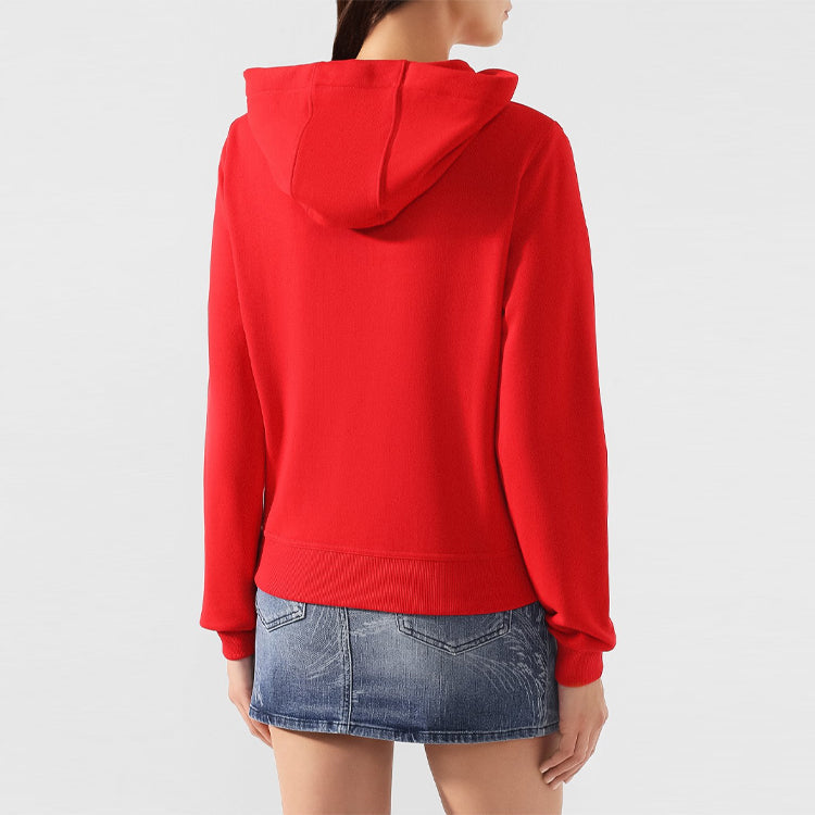 (WMNS) Burberry Alphabet Printing Zipper Hoodie Red 80211511