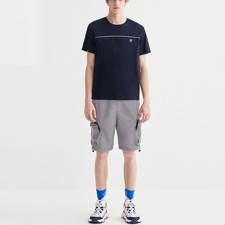 FILA Logo Alphabet Printing Round Neck Loose Short Sleeve Blue F11M028101G-NV