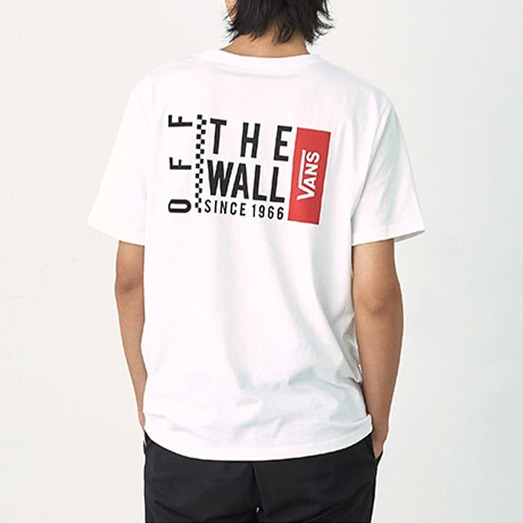 Vans Logo Alphabet Printing Short Sleeve Couple Style White VN0A4P4CWHT