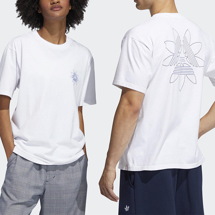 adidas originals Tri-Foil Tee Printing Round Neck Pullover Sports Short Sleeve White GD3120
