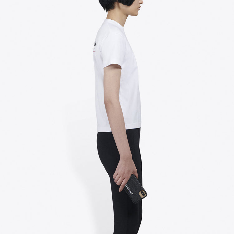 (WMNS) Balenciaga Alphabet Logo Printing Short Sleeve 'White' 612964TIV529040