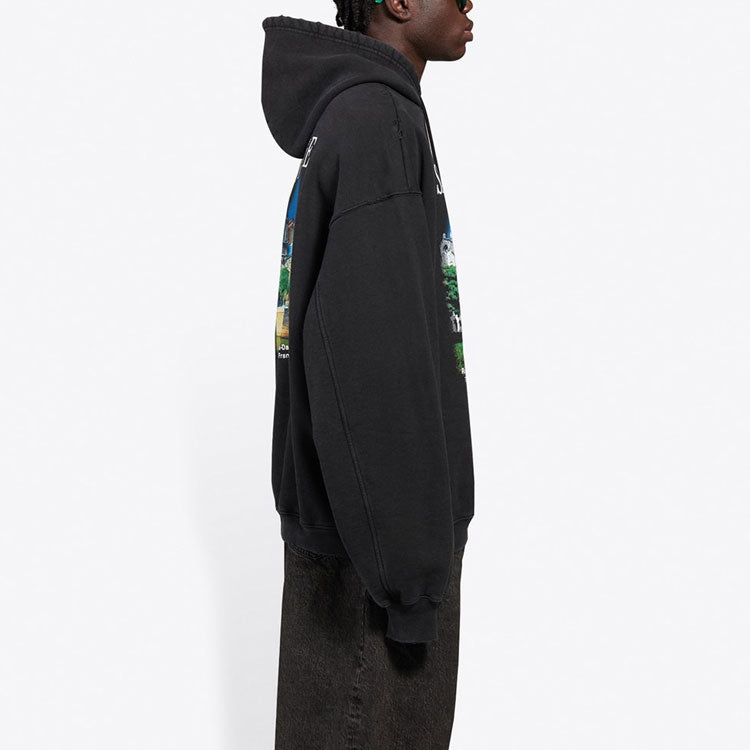 Men's Balenciaga landscape Loose Hoodie Black 641679TJVH91000