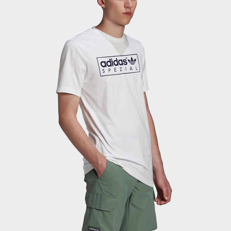 adidas originals Tee Spzl Printing Logo Casual Sports Short Sleeve White GK5733