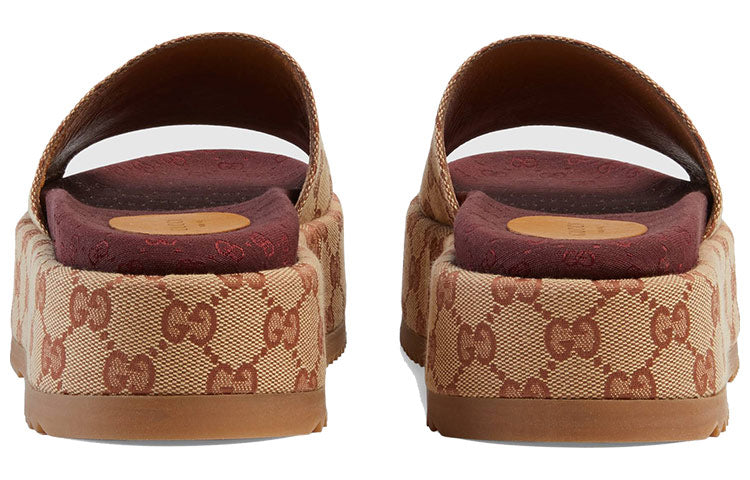 (WMNS) Gucci GG Slide Sandal 'Monogram - Beige Brick Red' 573018-KQW00-8366