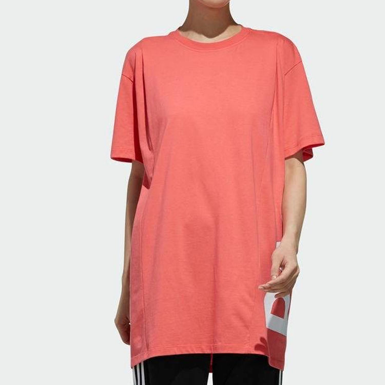 (WMNS) adidas Side Large Alphabet Printing Short Sleeve Lens Pink DV0751