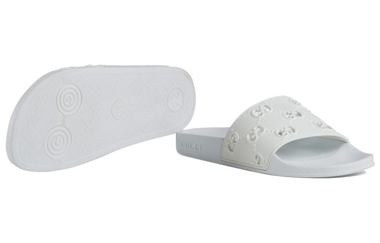 (WMNS) Gucci Rubber GG Slide 'White' 573922-JDR00-9014