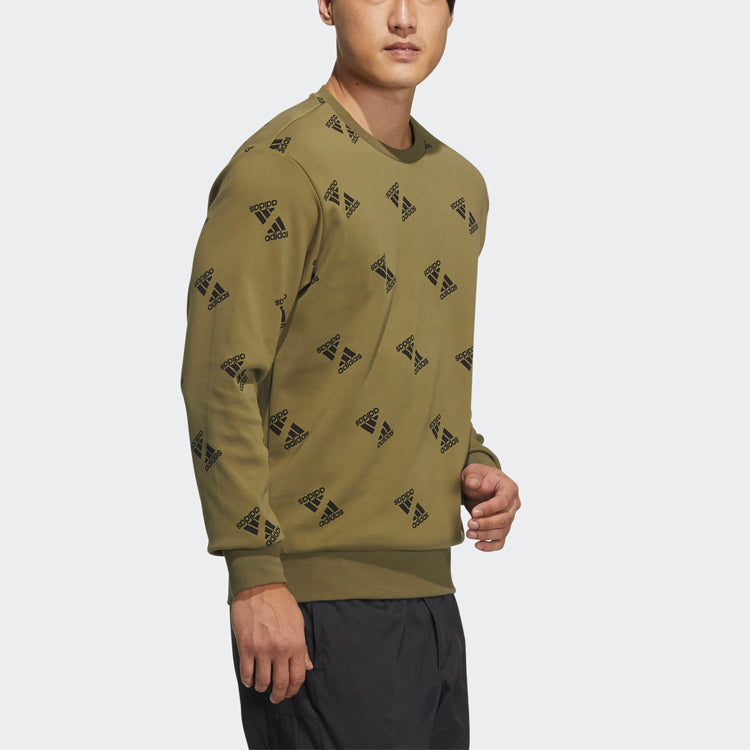 adidas Fi Bp1 Aop Swt Full Print Logo Sports Round Neck Pullover Couple Style Green HE7448