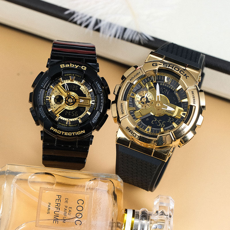 CASIO G-Shock Analog-Digital 'Black Gold' GM-110G-1A9PR&BA-110-1APR