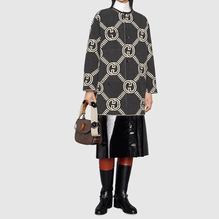 (WMNS) Gucci Reversible Interlocking G Wool Cardigan 'Black Ivory' 678318-XKB5T-9192