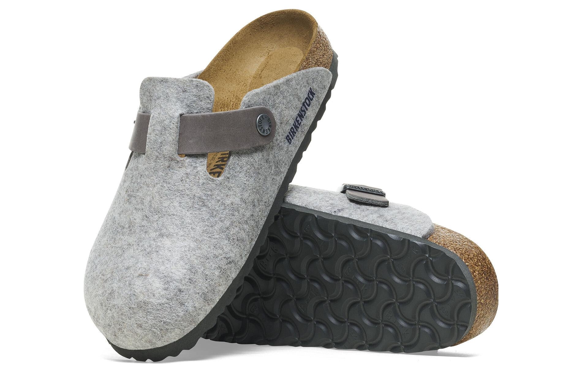 Birkenstock Boston Natural Leather/Felt 'Light Grey' 1026149