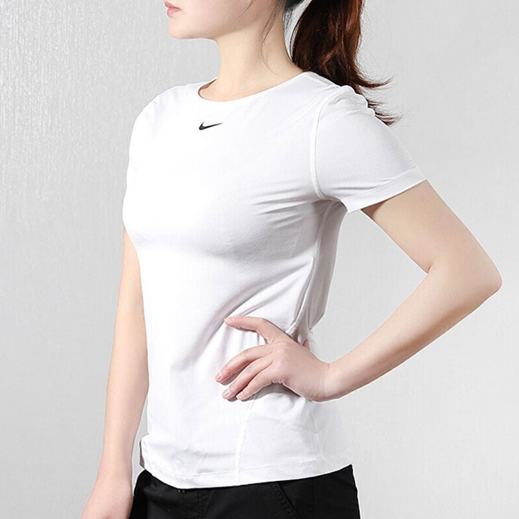 (WMNS) Nike PRO MESH Training Tops Training Gym Short Sleeve White AO9952-100