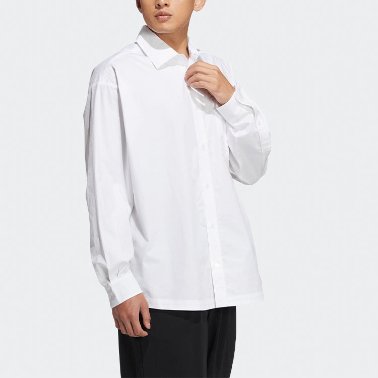 adidas originals Solid Color single breasted Long Sleeves Shirt Couple Style White HU1230