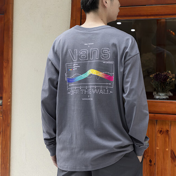 Vans Letter Printed Round Neck Pullover Long Sleeve T-shirt 'Grey' VN0A5E5L1LG