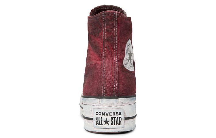 (WMNS) Converse Chuck Taylor All Star Canvas Rust Platform High Top Thick Sole Dirty Shoes Wine Red 565761C