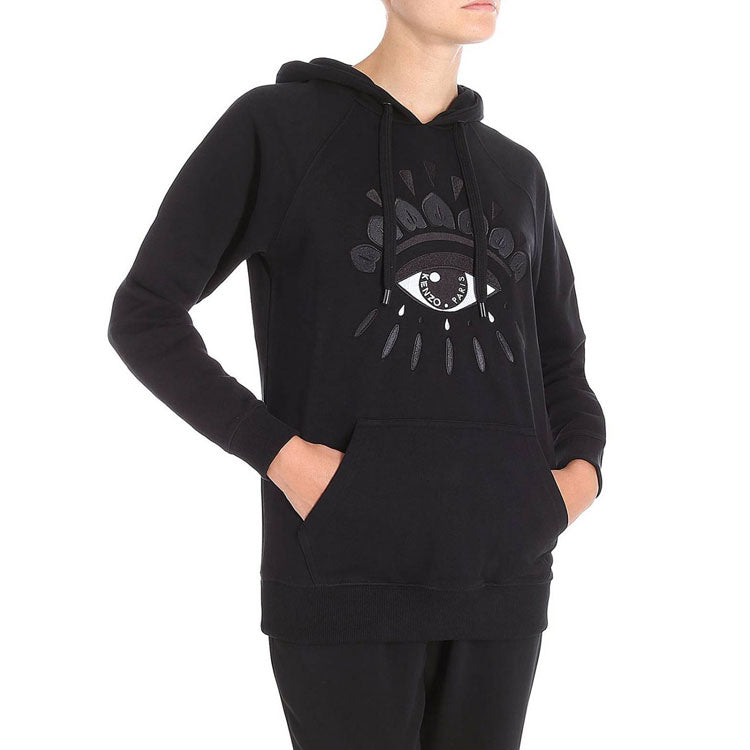 (WMNS) KENZO Eye hooded mid-length Hoodie Black F762SW8834XC-99