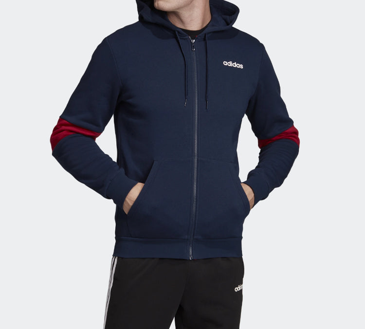 adidas Contrasting Colors Sleeve Training hooded Zipper Cardigan Blue FJ6279